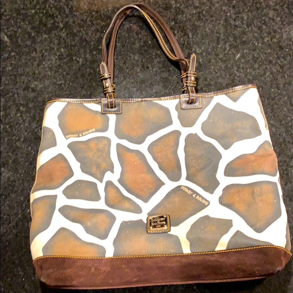 Dooney & Bourke Giraffe print tote w/ brown suede